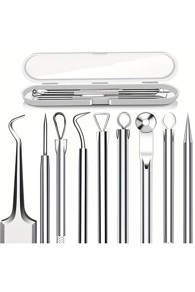 Choice Silvery 5 pcs 5PCS Blackhead Remover Comedone Extractor, Curved Blackhead Tweezers Kit, Professional