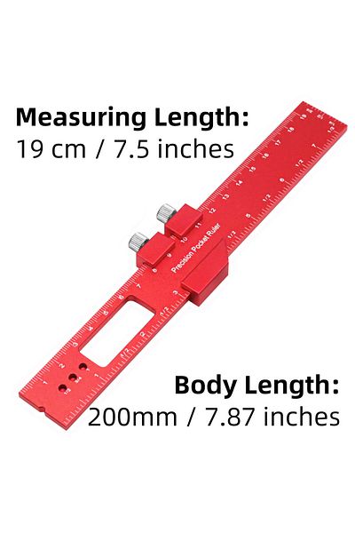 Choice 200mm Precision Metal Slide Aluminum Alloy Pocket Ruler with Inch / Metric Dual Scale for Woodworkin