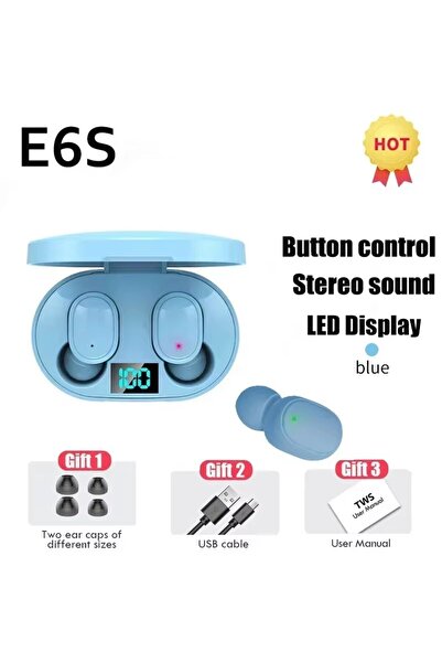 Choice سماعات أذن بلوتوث لاسلكية Blue E6S TWS مزودة بخاصية إلغاء الضوضاء وميك...