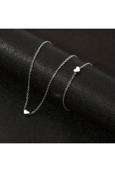 Choice Silver Color Korean Heart-shaped Pendant Choker Fashion Statement Fine Metal Chain Clavicle Necklace