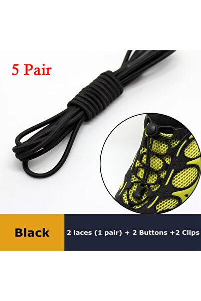 Choice أربطة أحذية سوداء - 5 أزواج، زوج واحد من أربطة الأحذية الرياضية المرنة...