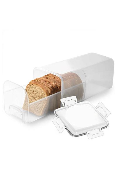 Choice WHITE Plastic Bread Box with Sealing Lid and Tray Bread Storage Box Sandwich Bread Storage Box Pasta