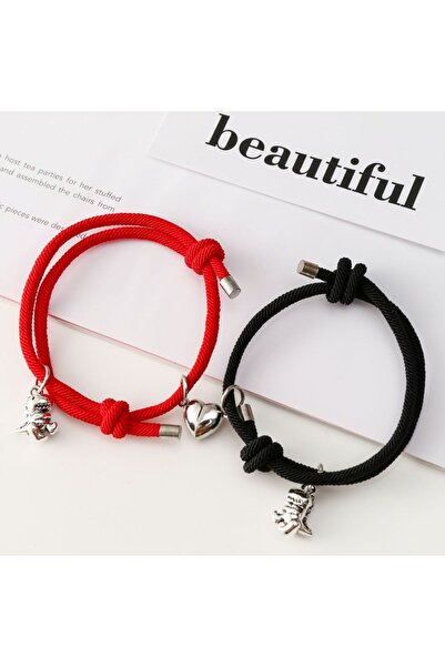 choice2 Black Red 2Pcs/set Korean Wave Fashion 3D Dinosaur Couple Bracelet Pa...