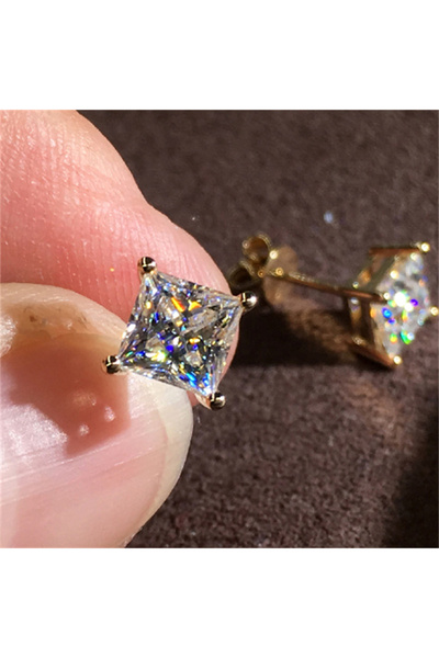 Choice Gold 8mm Stacking 4/5/6/7/8MM Square Stud Earrings For Women Men Silve...