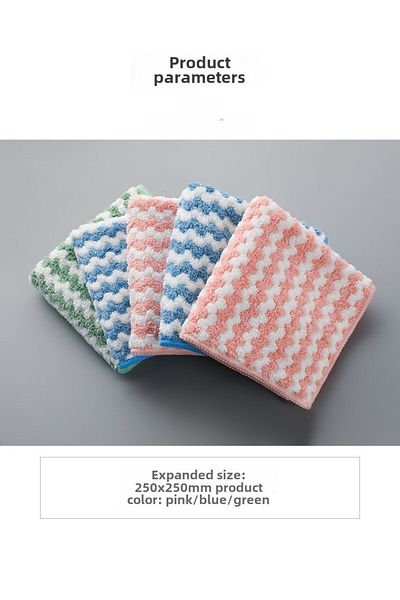 Choice 25*25 lock edge Random color 15pcs Coral Fleece Thickened Dish Cloth Does Not Stick To Oil Kitchen H