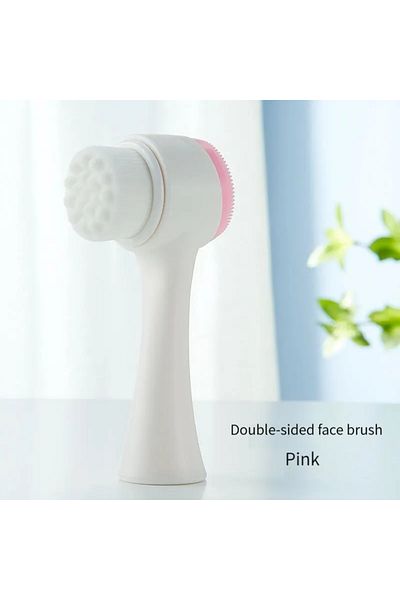 Choice Pink Wholesale 3D Bilateral Silicone Facial Cleanser Manual Massage Facial Brush Soft Bristles Silic