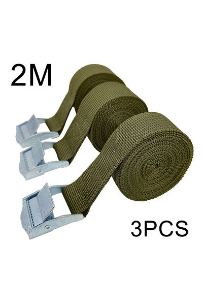 Choice Green 3pcs 2M Buckle Tie-Down Belt cargo straps for Car motorcycle bike With Metal Buckle Tow Rope S