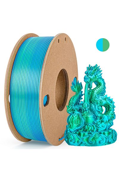 Choice SkyBlue Green Silk PLA 3D Printer Filament 1.75mm 250g Double Color 3D Printing Filament PLA 3D Prin