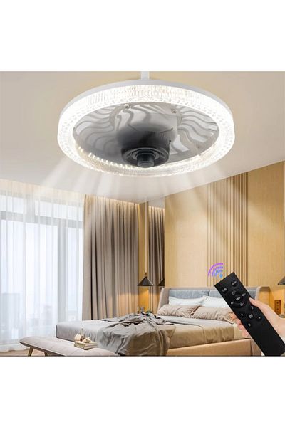 Choice WHITE Smart Remote Control Ceiling Fan with LED Lighting Ceiling Fan with Lights Remote Control E27