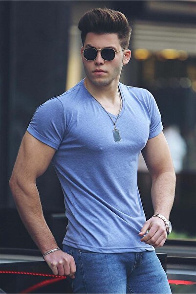 Madmext Blue Basic T-Shirt 4054