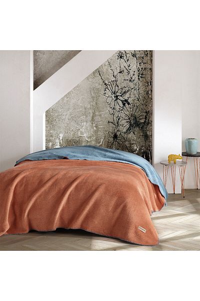 Homelux Jared fleece blanket 150x200 cm, 500 g, 60% cotton, copper/green