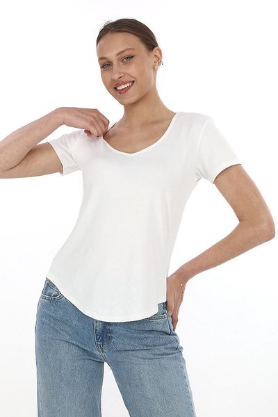 penyebizden Extra Soft Viscon T-Shirt-Ecru
