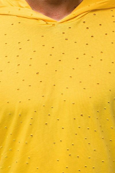 Madmext Gelbes T-Shirt mit Kapuze und zerrissenem Detail 3069