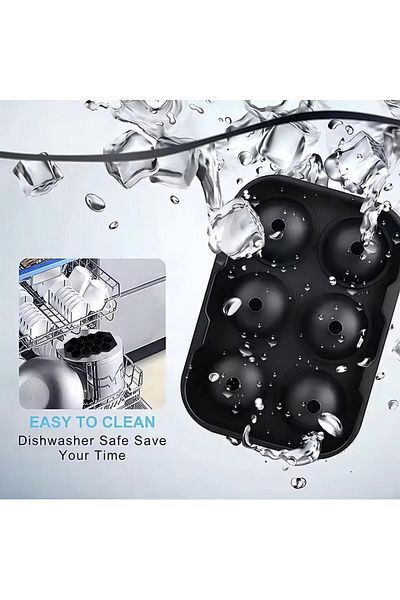 Generic 2 Pack 6 Grid Square And Ice Cube Ball Tray Black
