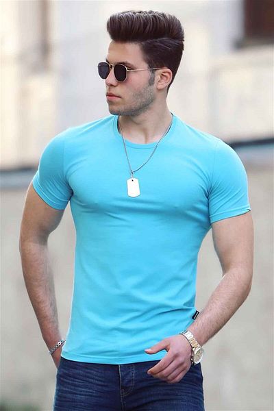 Madmext Ανδρικό T-Shirt Crew Neck Blue 4552
