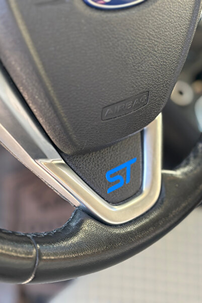 Banxtre Ford Direksiyon için Reflektör Mavi ST yazısı Sticker Etiket (1 Adet)