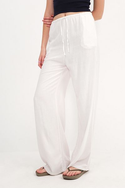 Addax Wide Leg Trousers with Tied Waistband Pn16649