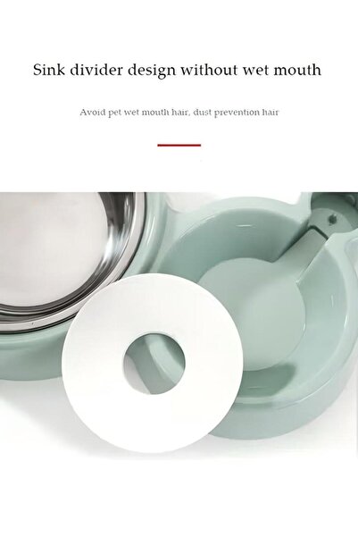 Generic 2 In 1 Pet Bowl Set, Removable Stainless Steel Bowl With Automatic Water Dispenser, Double Bowl