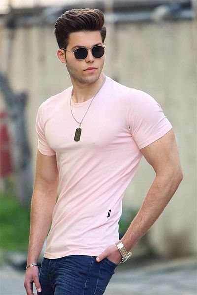 Madmext Ανδρικό T-Shirt Crew Neck Powder 4552