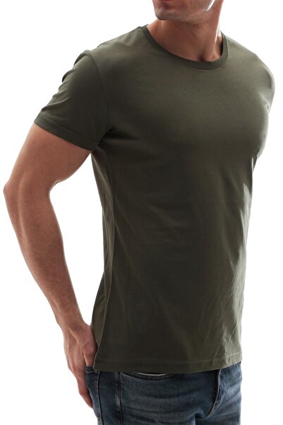 Madmext Μπλουζάκι με λαιμόκοψη Basic Khaki 3006