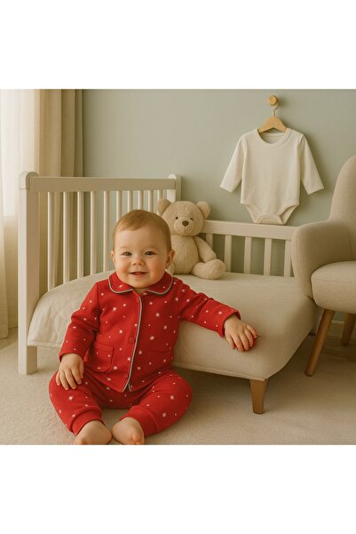 andywawa Unisex Yılbaşı Temalı Bebek Pijama Sevimli ve Rahat Bebek Pijama Takımı