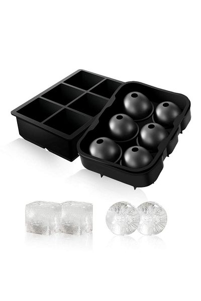 Generic 2 Pack 6 Grid Square And Ice Cube Ball Tray Black