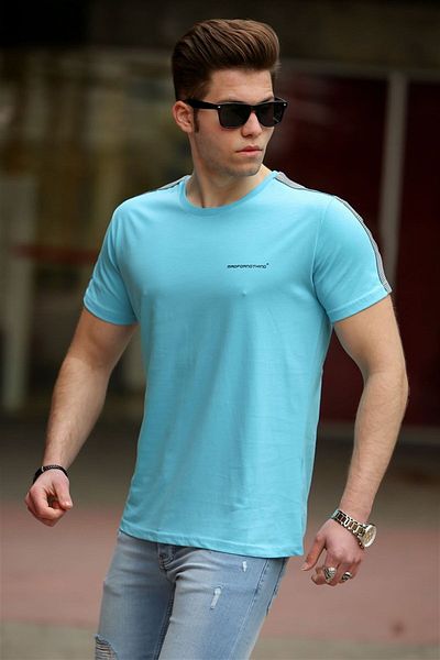 Madmext Basic Türkis Herren T-Shirt 4513