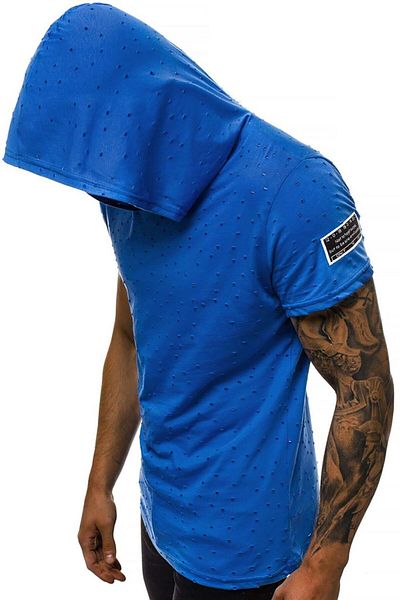 Madmext Saks T-Shirt mit Kapuze und zerrissenem Ausschnitt 3069