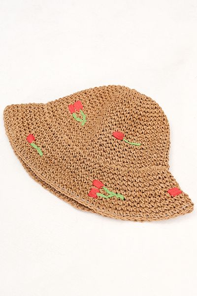 Addax Flower Patterned Paper Hat Şpk1088