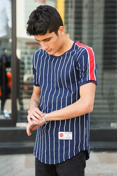 Madmext Ριγέ μπλουζάκι Navy Blue 3039