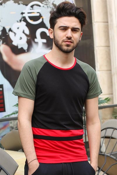 Madmext Μαύρο μπλουζάκι με λωρίδες 3014
