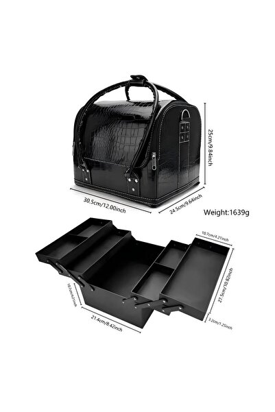 Generic Professional Large Capacity Versatile Makeup Box Black