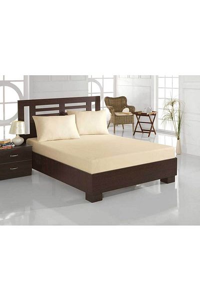 Homelux Bed sheet for 2 people with elastic, Home, 100% cotton, 160x200 cm, cream