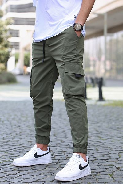 Madmext Ανδρικό παντελόνι Jogger Pocket Khaki Cargo 5461