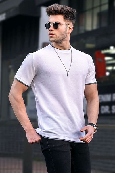 Madmext Men's White T-Shirt 5815