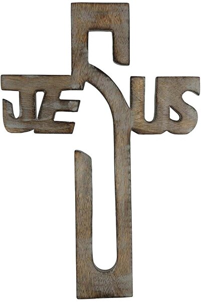 Storeindya cruce de perete, lemn, maro, 15,5 x 25,5 cm