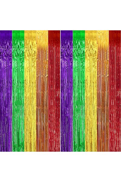 Jremreo Set of 2 Jremreo fringed curtains, foil, multicolor, 100 x 300 cm