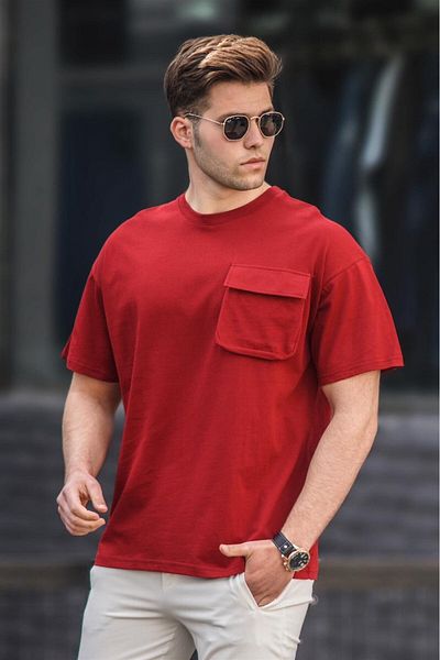 Madmext Ανδρικό μπλουζάκι Claret Red με λεπτομέρειες 5225