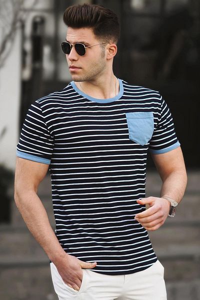 Madmext Modré pánské tričko 5203