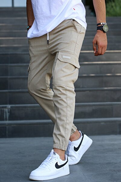 Madmext Μπεζ Cargo Pocket Jogger Pants 5437