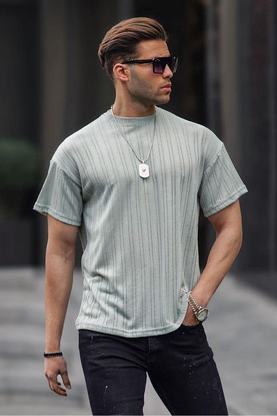 Madmext Ανδρικό T-shirt Mint Green Oversize Crew Neck 6179