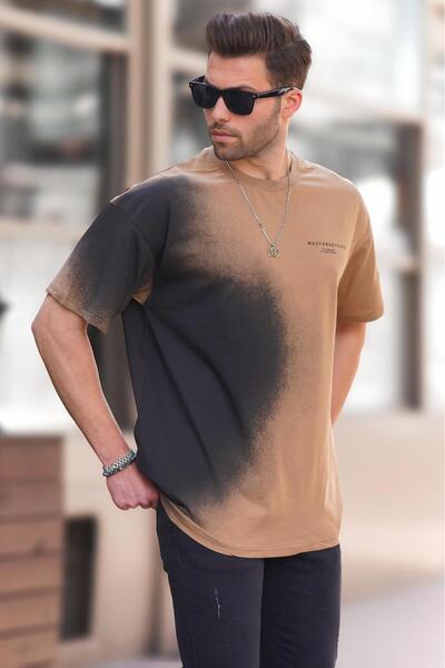 Madmext Ανδρικό μπλουζάκι Crew Neck Mink Printed 7028