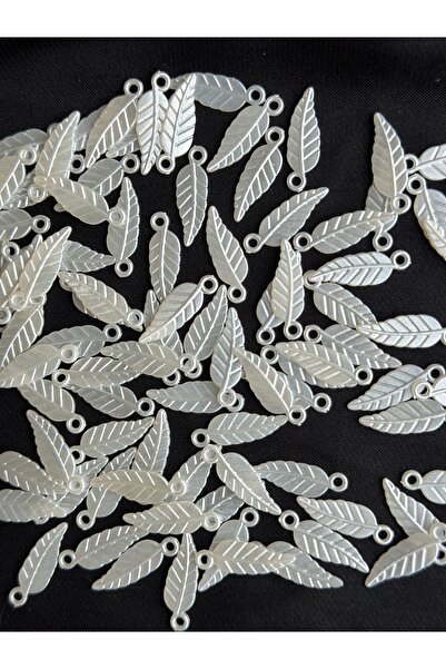 Bijumix Aksesuar 100 Adet Beyaz Sedefli Yaprak 20 mm Akrilik Boncuk