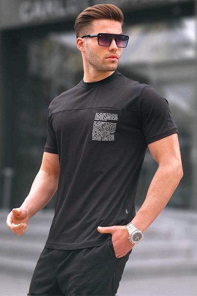 Madmext Μαύρο Ανδρικό T-Shirt Regular Fit με Patch Pocket 6102