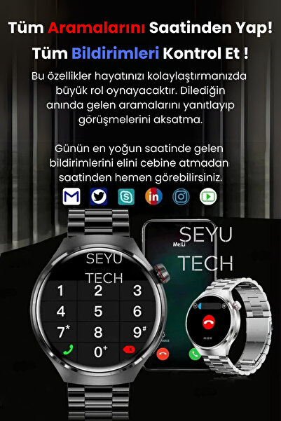 SEYUTECH Sw Pro Suit Akıllı Saat 7 Kordon Hediyeli
