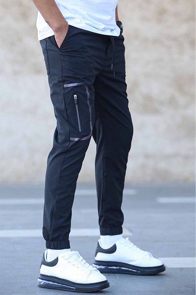 Madmext Black Parachute Fabric Pocket Detailed Jogger Trousers 5483