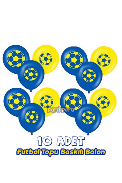 parti pera Futbol Temalı Futbol Topu Sarı Kırmızı Baskılı Balon 10 Adet