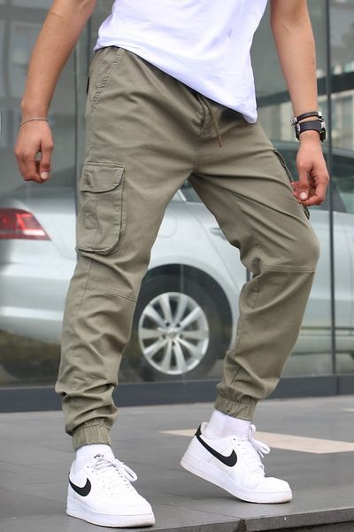 Madmext Χακί Slim Fit Jogger Παντελόνι 5740