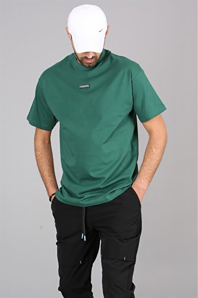 Madmext Men's Khaki Back Detailed T-Shirt 5365