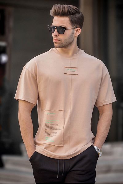 Madmext Ανδρικό μπλουζάκι Mink Patched Cotton 6068
